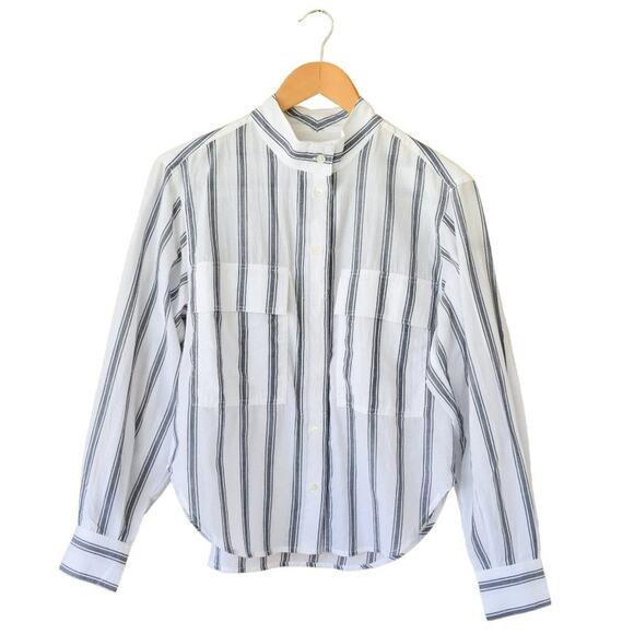 FRAME Striped Long Sleeve Button Down Shirt Women's Safari Style - Picture 1 of 7